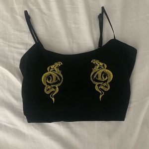 I AM GIA crop black tank top